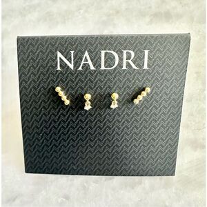 Gold set of two petite Nadri stud earrings ￼